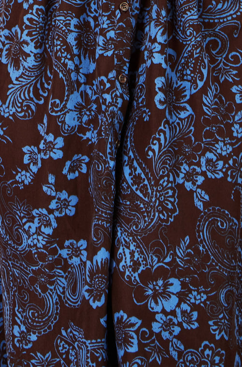 Yumi Brown Paisley Midi Shirt Dress