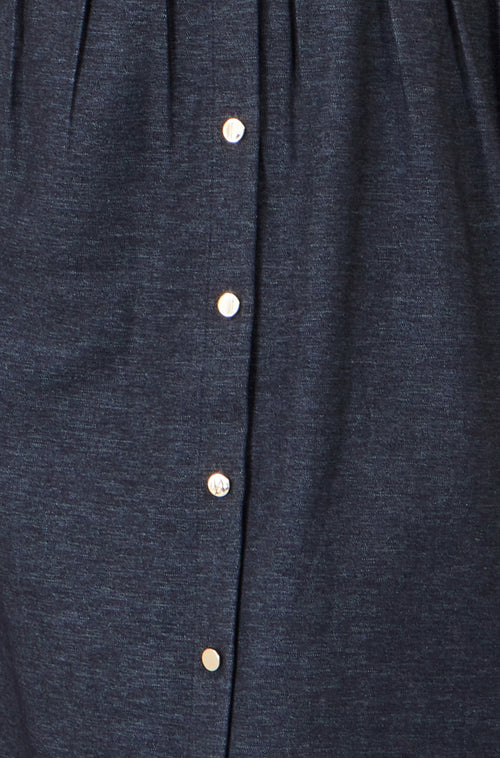 Yumi Navy Stretch Midi Shirt Dress