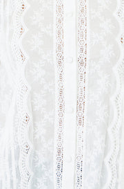 Yumi White Floral Cotton Shirt With Lace Details