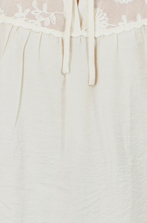 Yumi Ivory Viscose Lace Relaxed Boho Shirt