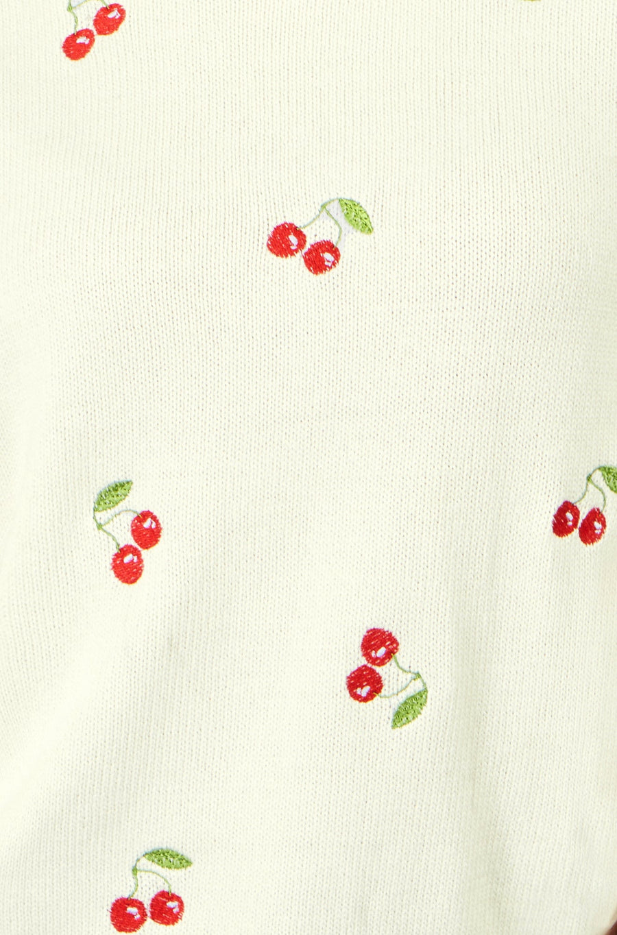 Yumi Ivory Cherry Cotton Knitted Top