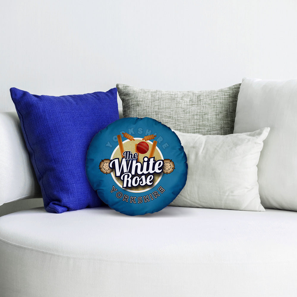 Yorkshire Cricket Rose  - Legend Collection - Circle Cushion 14"