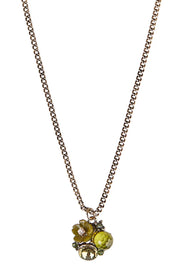 Louche Zara Green Flower Necklace Gold