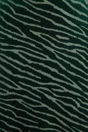 Louche Celie Zebra Devore Feather Trimmed Mini Dress Green