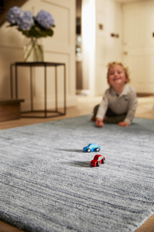Fine Stripes Silver Grey Wool Rug