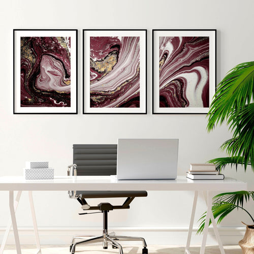 Abstract wall art large for office | set of 3 wall art prints