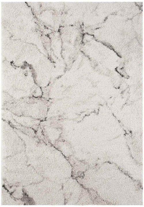 Deep-Pile Velour Abstract Rug Cream Colour