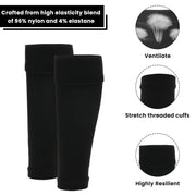Sock Stack Adults Black Football Leg Sleeve Socks Compression Support Over Shin Pads