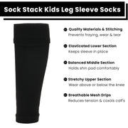 Sock Stack Adults Black Football Leg Sleeve Socks Compression Support Over Shin Pads