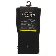 Sock Stack Adults Black Football Leg Sleeve Socks Compression Support Over Shin Pads