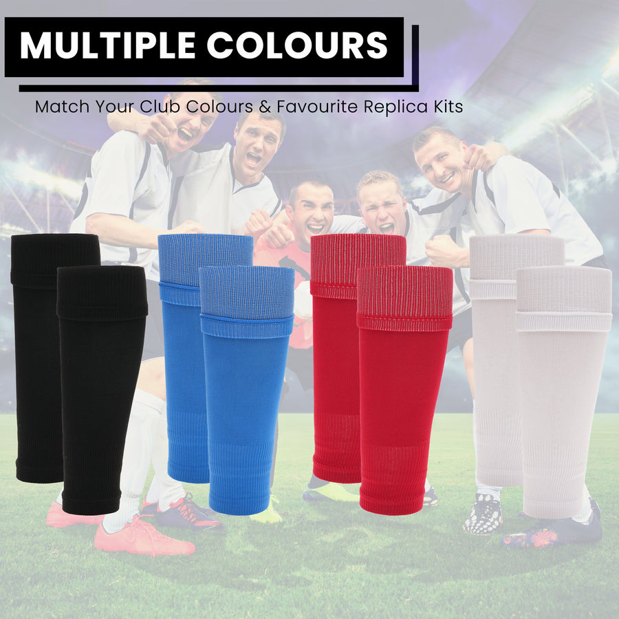 Sock Stack Adults Unisex Red Football Leg Sleeve Socks Compression Support Over Shin Pads