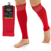 Sock Stack Adults Unisex Red Football Leg Sleeve Socks Compression Support Over Shin Pads