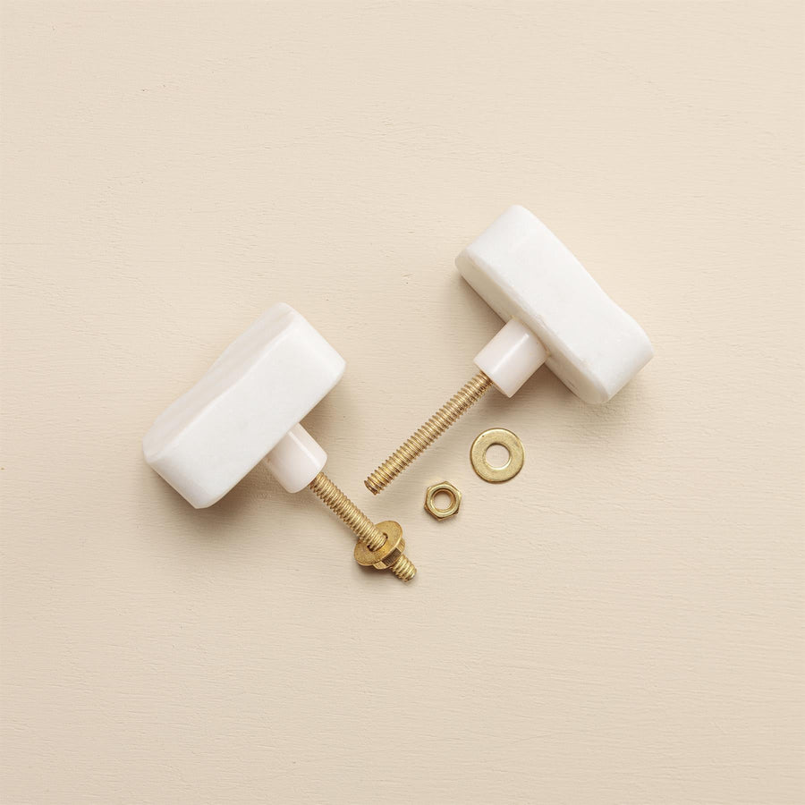 Eesha White Marble Rectangle Drawer Knobs