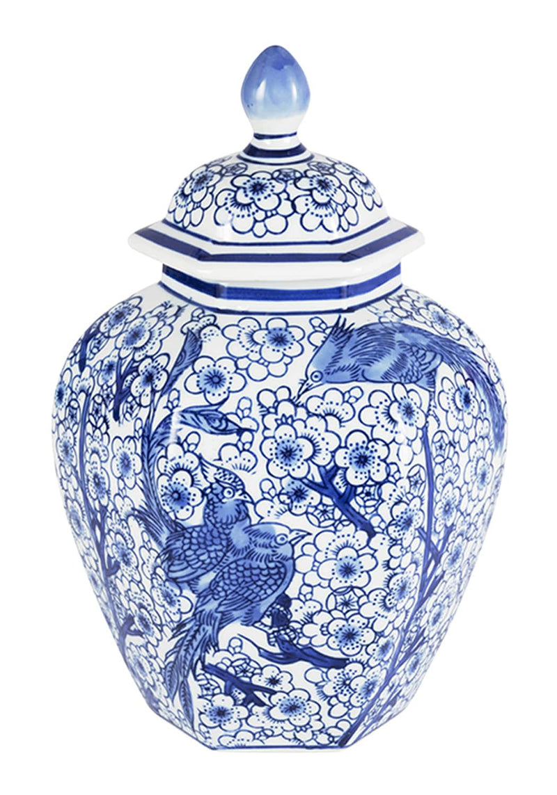 Anna Blue and White Bird Motif Ginger Jar