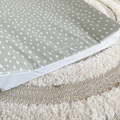 Anti-Roll Wedge Changing Mat - Sage Green Spotty Print