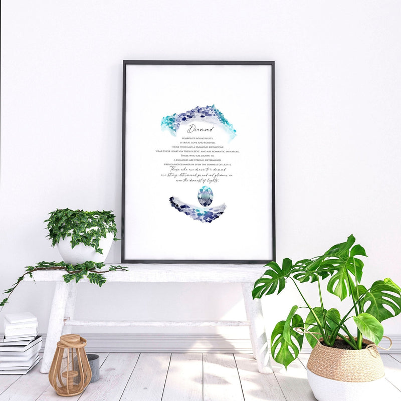 April Diamond Birthstone wall art print