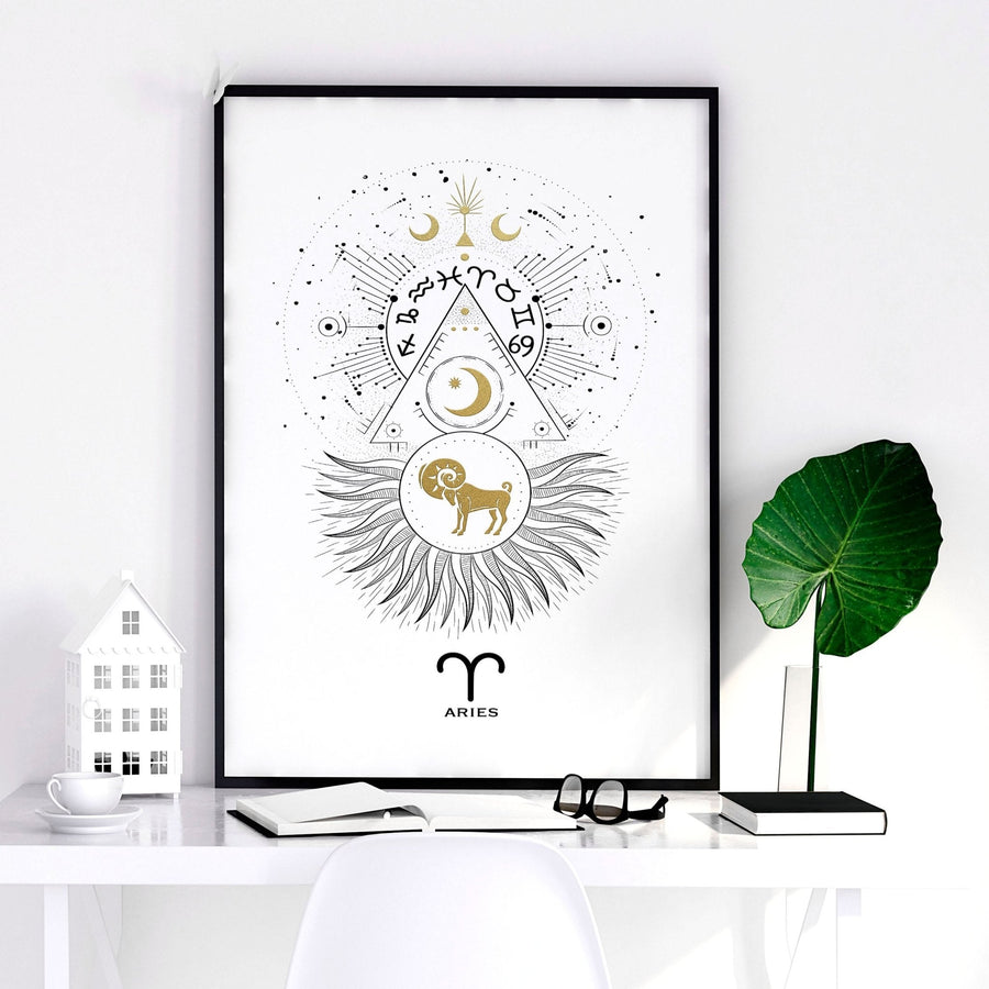 Aries zodiac sign wall art print | Zodiac sign horoscopes