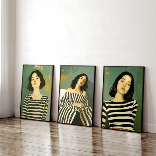 Art Print For Living Room | Set of 3 Boho Women Wall art Prints