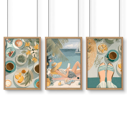 Art Print With Frame | Set of 3 Italian Lifestyle Wall art Prints
