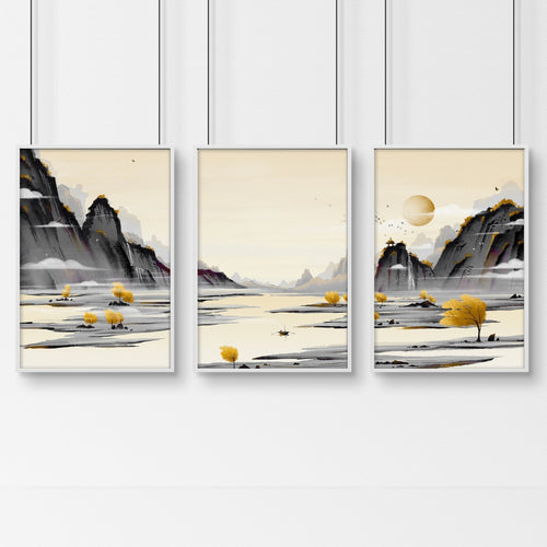 Art prints Japanese for bedroom | set of 3 wall art prints