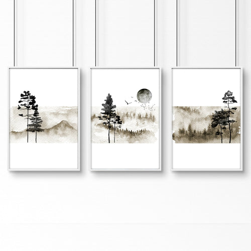 Art prints Scandinavian for bedroom | set of 3 wall art prints