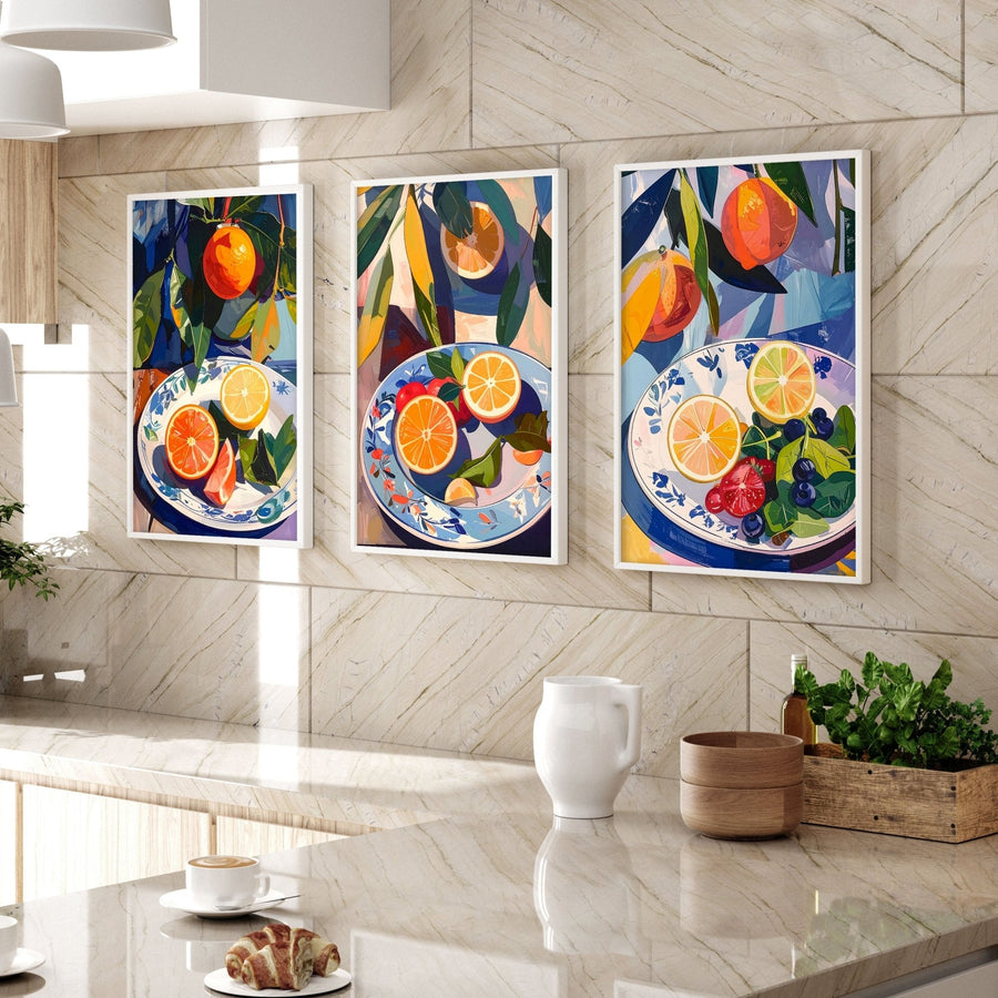 Artwork For Kitchen | Set of 3 Citrus Wall art Prints