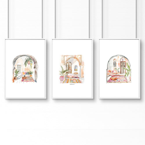 Artwork With Frame | Set of 3 Moroccan Inspired Wall art Prints