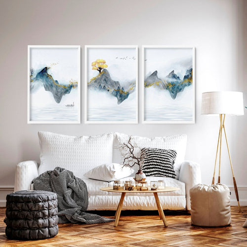 Asian artwork | set of 3 framed wall art prints