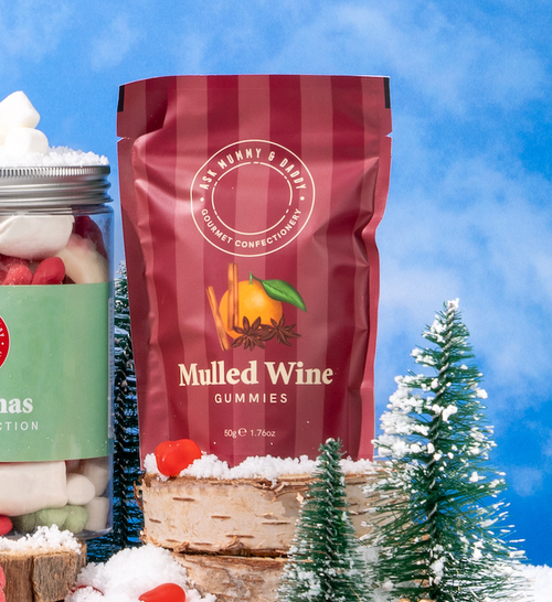 Ask Mummy & Daddy Mulled Wine Gummies 50g Pouch – Heart Shaped Mulled Wine Flavoured Sweets