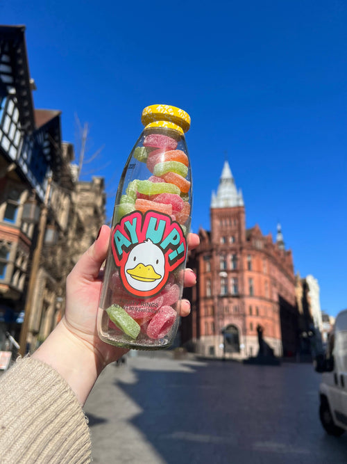 Ay Up Me Duck Charity Support Vegan Sweet Message Bottle