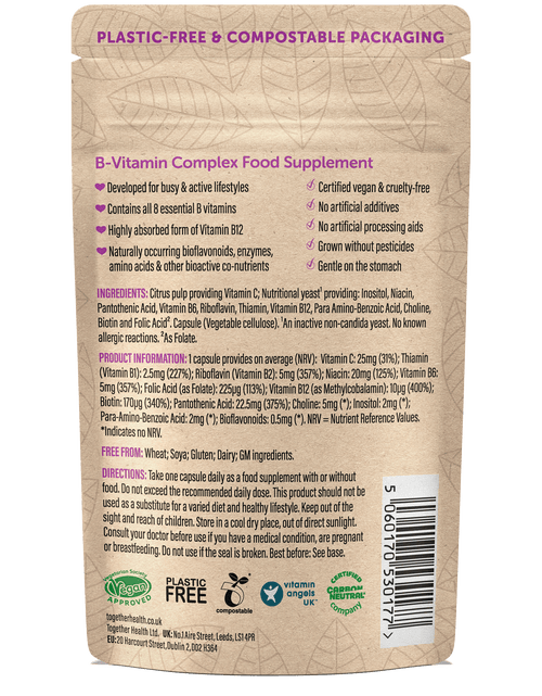 B Complex Vitamin – Vegan Supplement – 30 Capsules