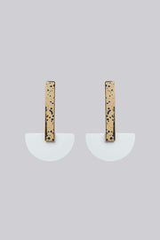 Louche Bernice Geometric White and Gold Pendant Earring