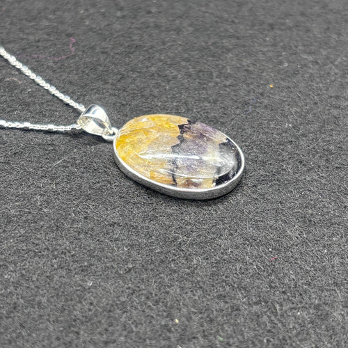 Blue John Fluorite Pendant in Sterling Silver