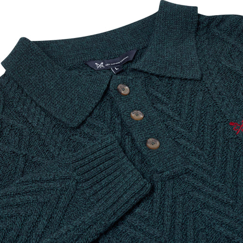 Crew Clothing Company Cable Knit Button Neck Jumper