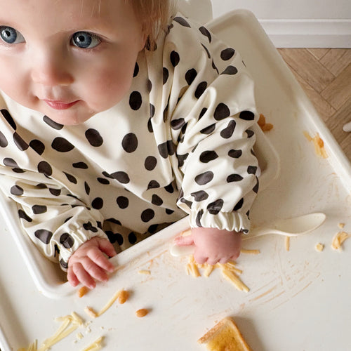 Long Sleeved Baby Bib - Spotty print
