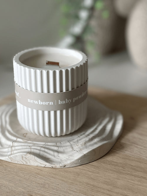 Baby Powder Jesmonite Soy Candle – Soft Neutral Home Fragrance