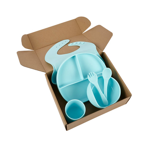 Baby Silicone Feeding Set 6pcs - Blue