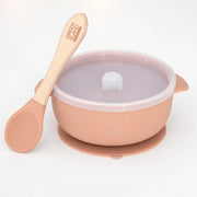 Baby Suction Bowl With Lid & Bamboo Spoon