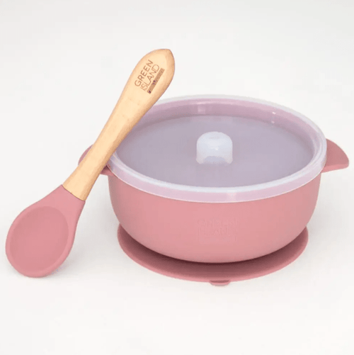 Baby Suction Bowl With Lid & Bamboo Spoon