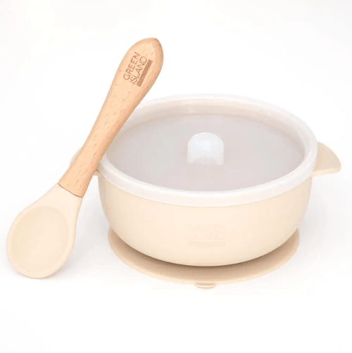 Baby Suction Bowl With Lid & Bamboo Spoon