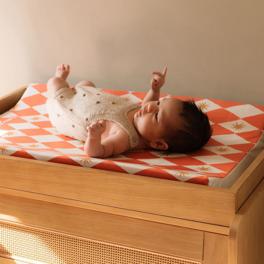 Anti-Roll Wedge Baby Changing Mat - Red Harlequin
