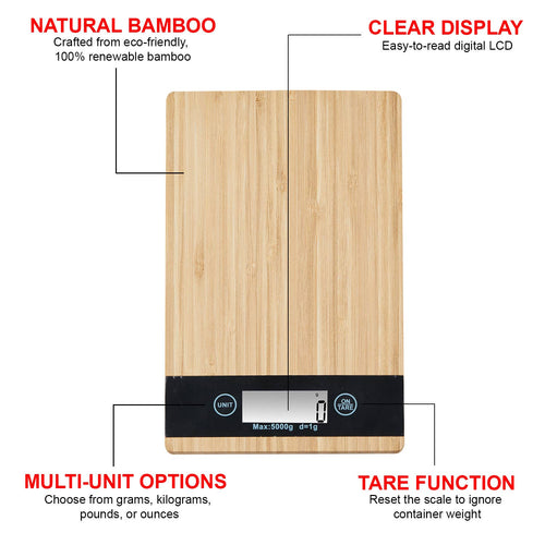 Bamboo Kitchen Scale – 8kg Capacity