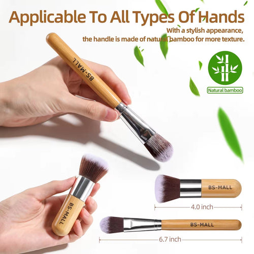 Bamboo Plastic Free Makeup Brushes, Soft Bristles For Makeup Application - 12 Pack