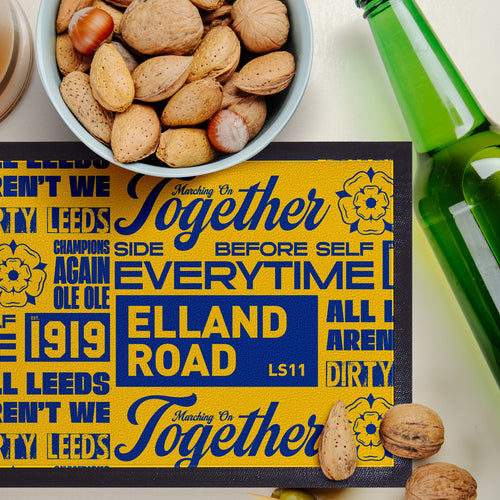 Leeds - Word Montage - Yellow & Blue - Bar Runner