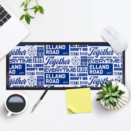 Leeds - Word Montage - White & Blue - Bar Runner