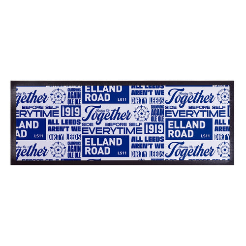Leeds - Word Montage - White & Blue - Bar Runner