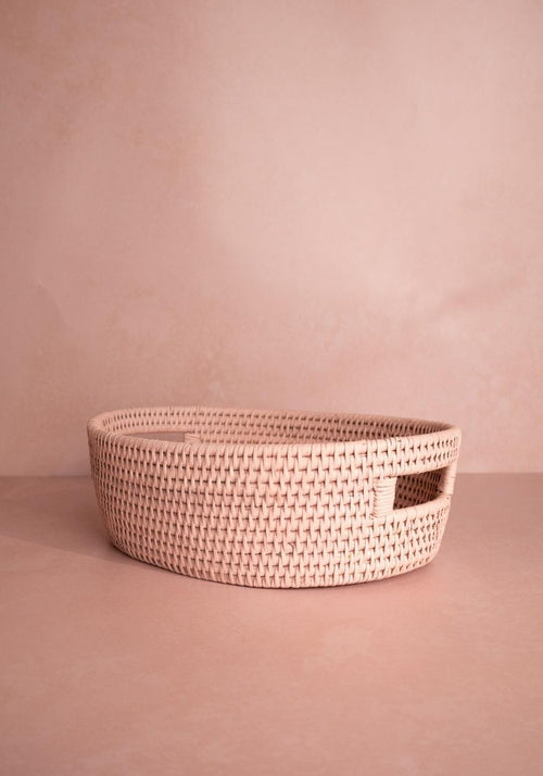 Cotswolds Oval Rattan Basket Pink - Set of 2
