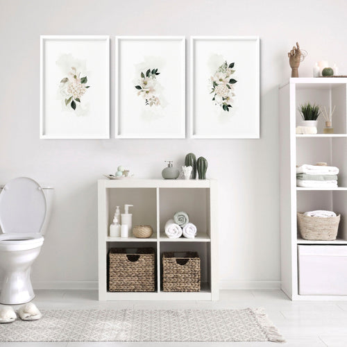 Bathroom Pictures for Wall – Shabby Chic Set of 3
