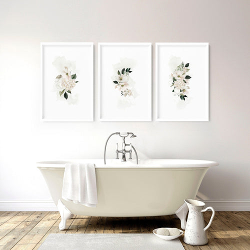Bathroom Pictures for Wall – Shabby Chic Set of 3