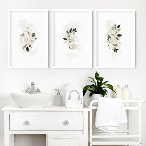 Bathroom Pictures for Wall – Shabby Chic Set of 3